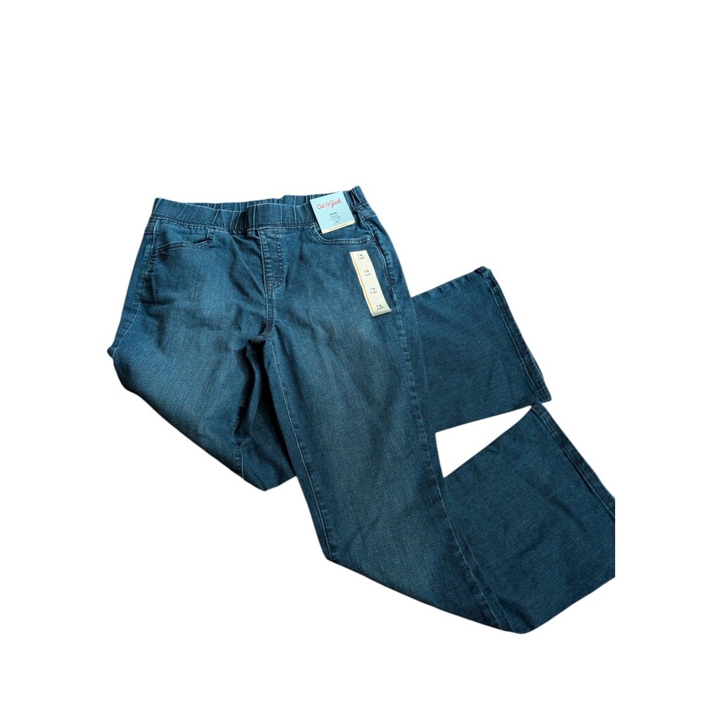 NWT Cat & Jack Girls Flare Jeans Size 16 Mid Rise Pull On Ultimate Stretch - Picture 2 of 5